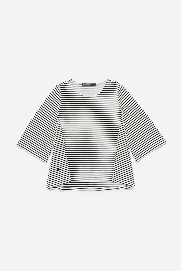 Striped Ponte Di Roma Tshirt Black Women Bimba Y Lola TShirts