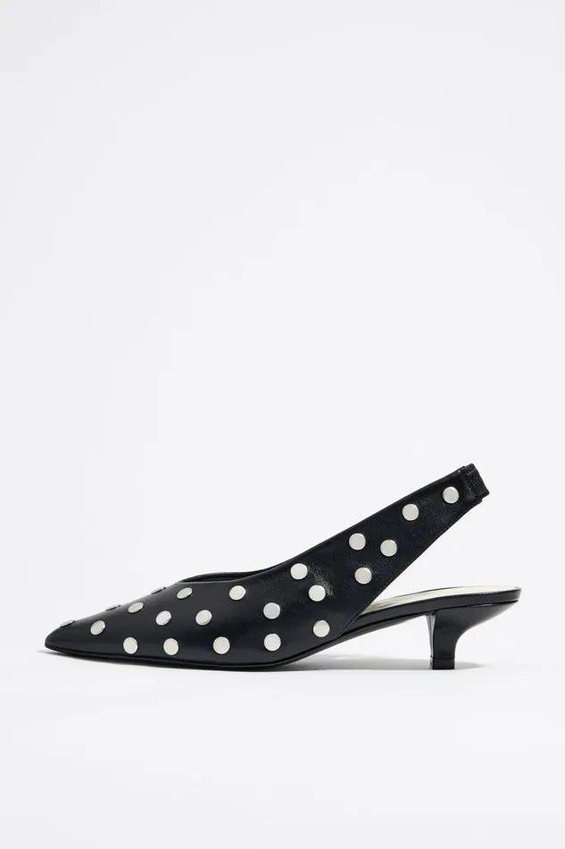 Studded Black Leather Pump Black Women Bimba Y Lola Court Shoes