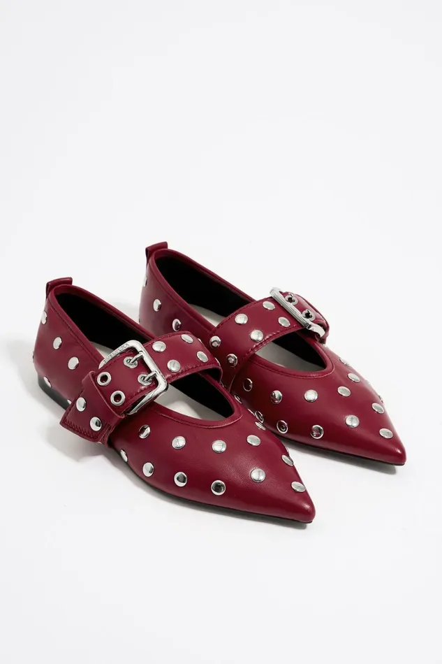 Studded Red Leather Ballerina Red Women Bimba Y Lola Ballerinas Studded Red Leather Ballerina Red Women Bimba Y Lola Ballerinas