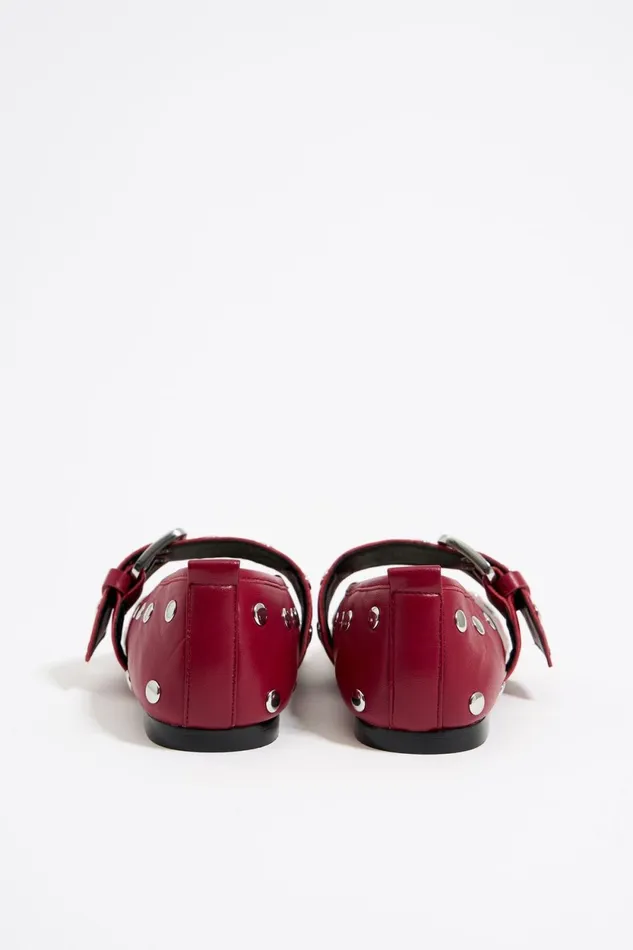 Studded Red Leather Ballerina Red Women Bimba Y Lola Ballerinas Studded Red Leather Ballerina Red Women Bimba Y Lola Ballerinas