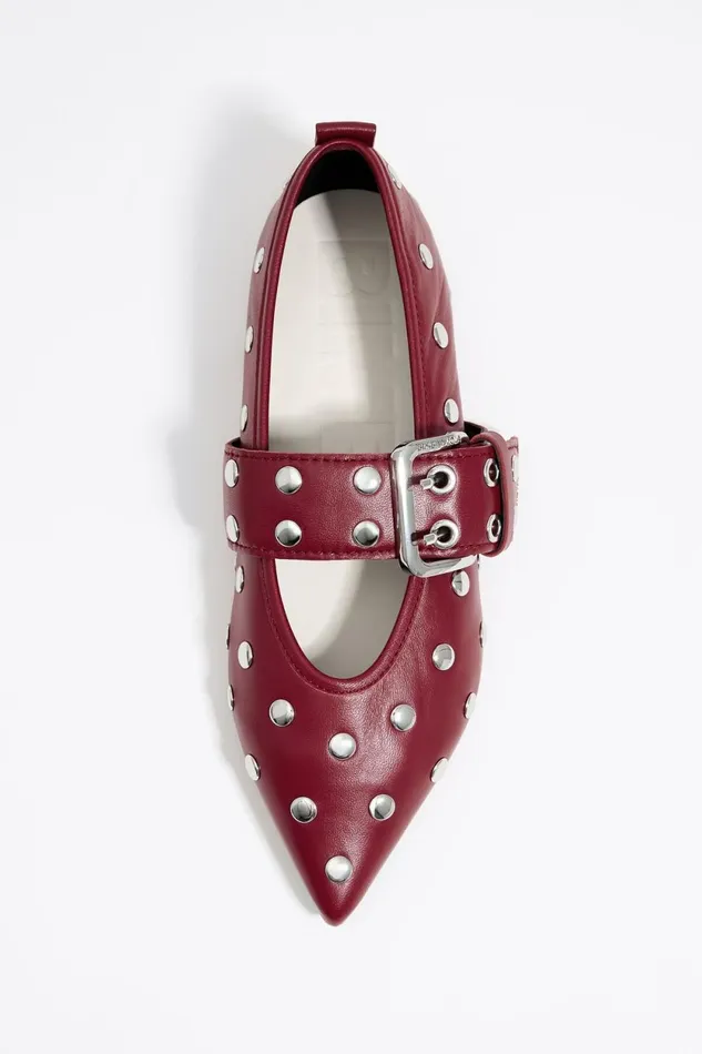 Studded Red Leather Ballerina Red Women Bimba Y Lola Ballerinas Studded Red Leather Ballerina Red Women Bimba Y Lola Ballerinas