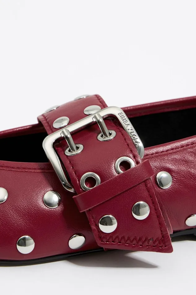 Studded Red Leather Ballerina Red Women Bimba Y Lola Ballerinas Studded Red Leather Ballerina Red Women Bimba Y Lola Ballerinas