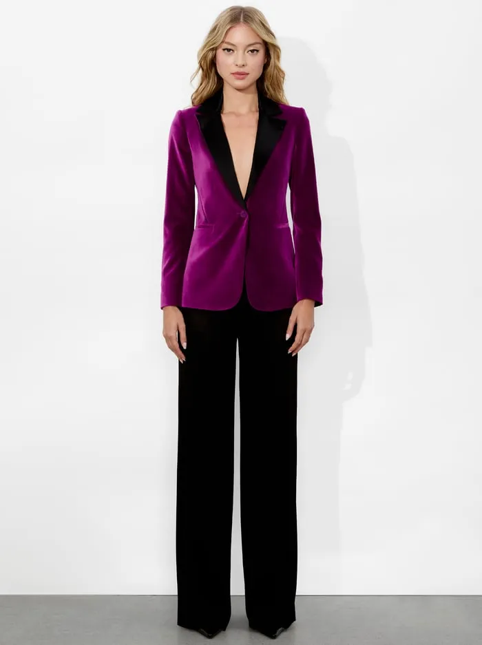 Suits Women Alice Olivia Macey Velvet Blazer Bright Boysenberryblack