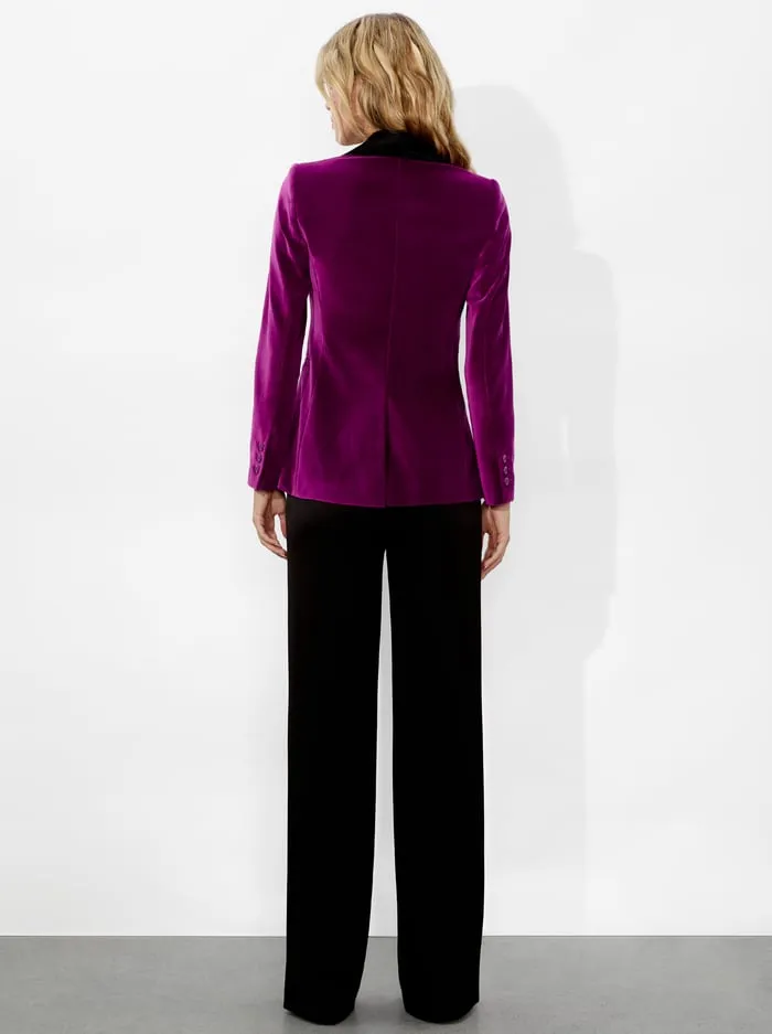 Suits Women Alice Olivia Macey Velvet Blazer Bright Boysenberryblack
