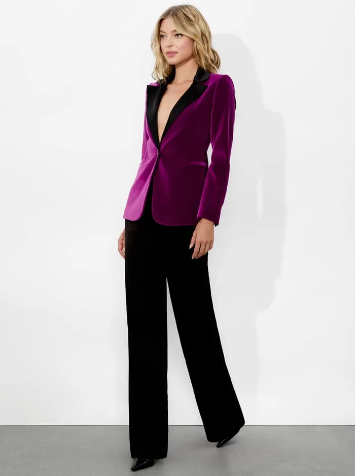 Suits Women Alice Olivia Macey Velvet Blazer Bright Boysenberryblack