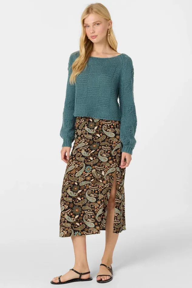 SUNNI ROSALIA PAISLEY MIDI SKIRT Black Women O039NEILL Clothing