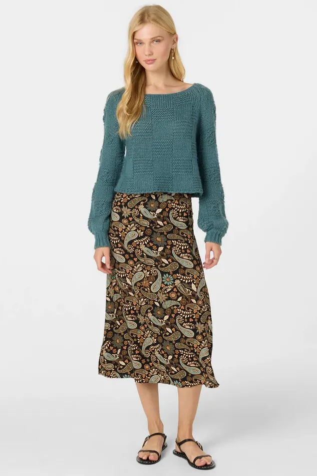 SUNNI ROSALIA PAISLEY MIDI SKIRT Black Women O039NEILL Clothing