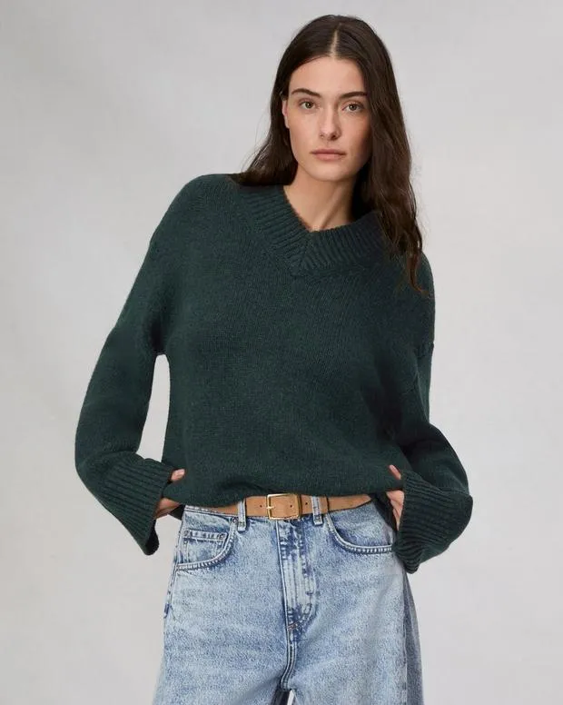 Sweaters and Sweatshirts Women Rag and Bone Danica VNeck Sweater Dark Green