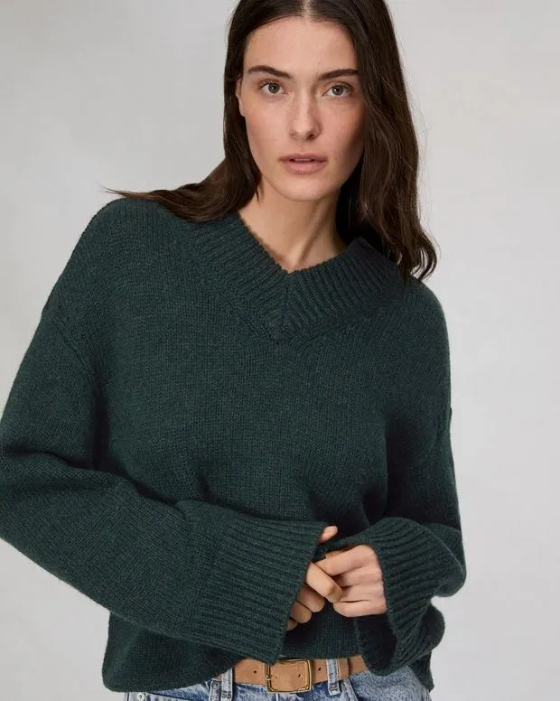 Sweaters and Sweatshirts Women Rag and Bone Danica VNeck Sweater Dark Green