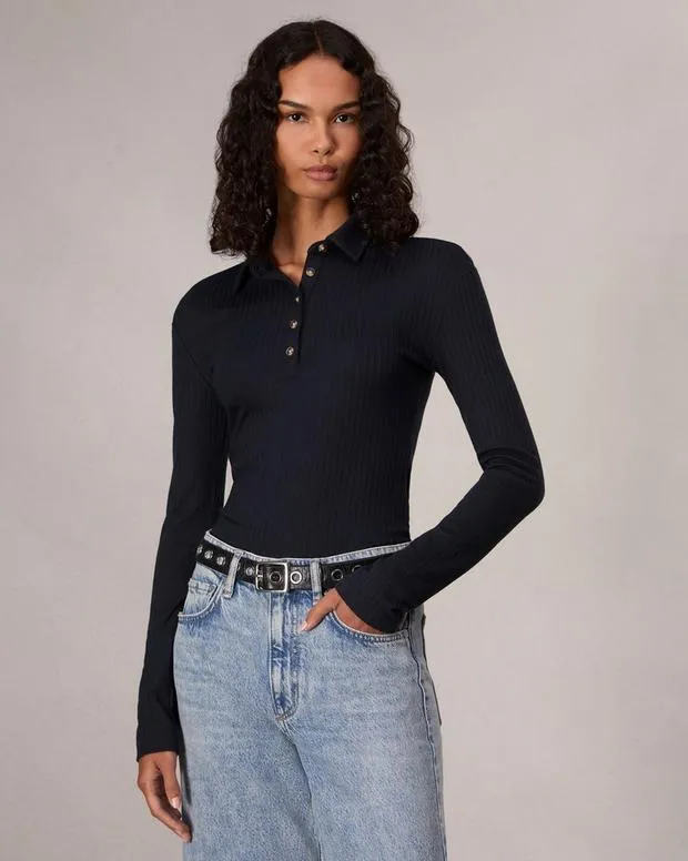 Sweaters and Sweatshirts Women Rag and Bone The Knit Rib Polo Shirt Salute