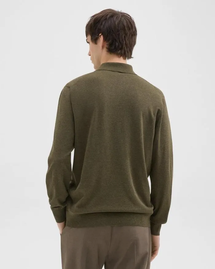 Sweaters Cardigans Men Theory Goris LongSleeve Polo Shirt In Light Bilen Hunter Green Melange Sweaters Cardigans Men Theory Goris LongSleeve Polo Shirt In Light Bilen Hunter Green Melange