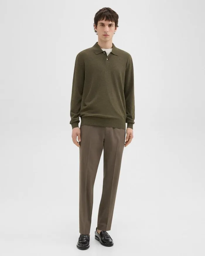 Sweaters Cardigans Men Theory Goris LongSleeve Polo Shirt In Light Bilen Hunter Green Melange Sweaters Cardigans Men Theory Goris LongSleeve Polo Shirt In Light Bilen Hunter Green Melange