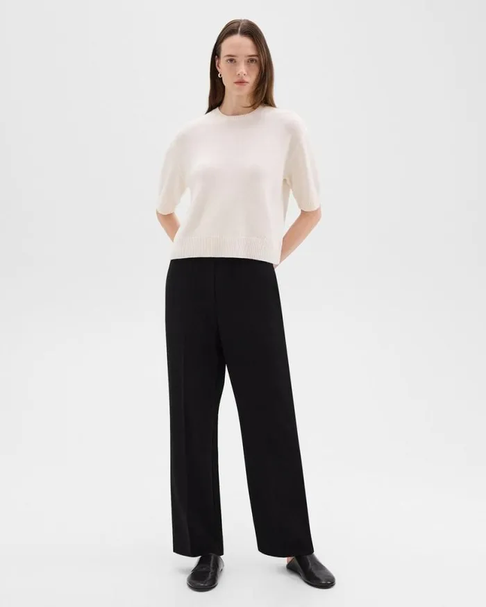 Sweaters Cardigans Women Theory Cropped Tee In Cashmere Ivory Sweaters Cardigans Women Theory Cropped Tee In Cashmere Ivory