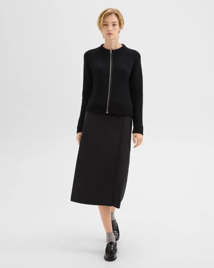 Sweaters Cardigans Women Theory ZipUp Cardigan In Felted WoolCashmere Black