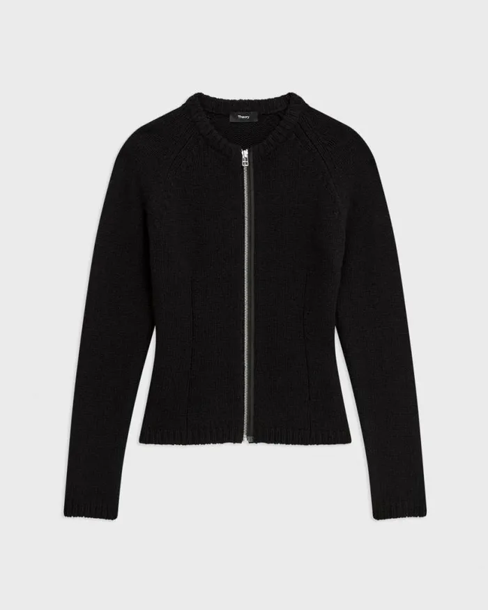 Sweaters Cardigans Women Theory ZipUp Cardigan In Felted WoolCashmere Black