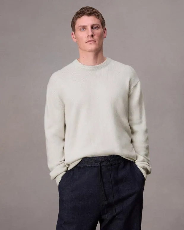 Sweaters Men Rag and Bone Downing Cashmere Sweater Ivory