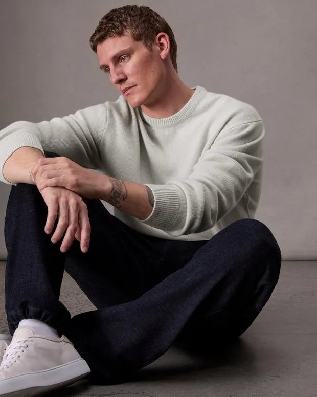 Sweaters Men Rag and Bone Downing Cashmere Sweater Ivory