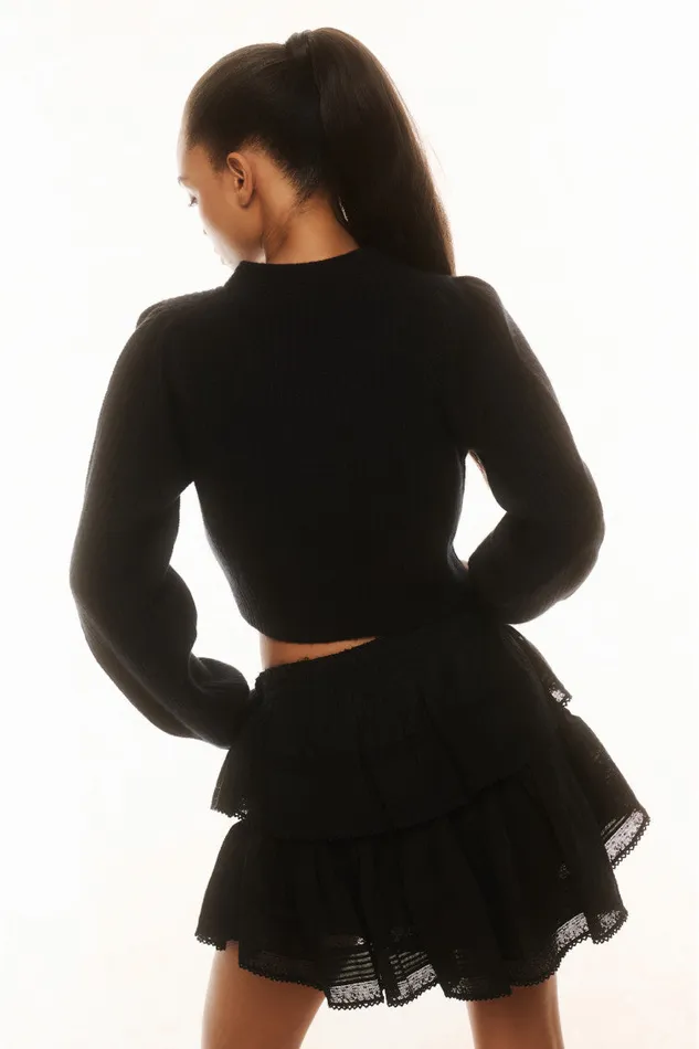 Sweaters Women LoveShackFancy Avignon Crop Cardigan Black