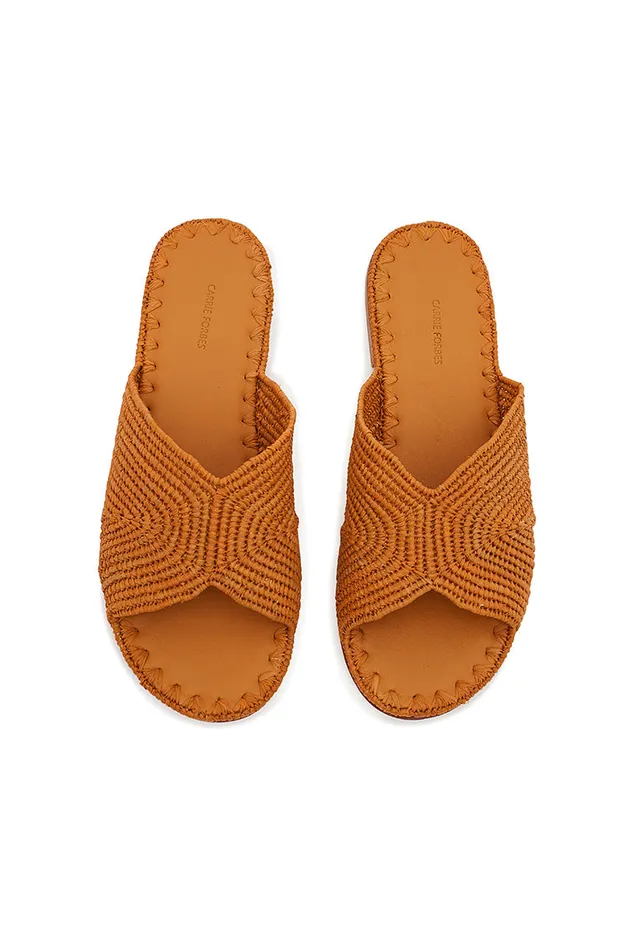 Swim Women LoveShackFancy Carrie Forbes Salon Sandals Cognac