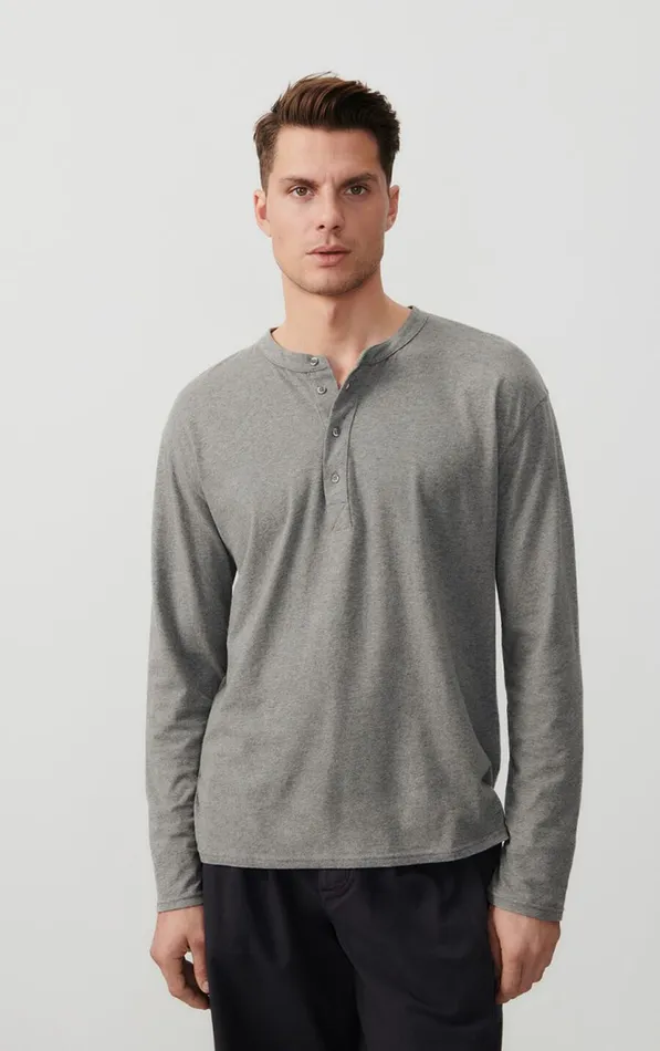 TShirt Vupaville Heather Grey Men American Vintage Long Sleeve TShirts