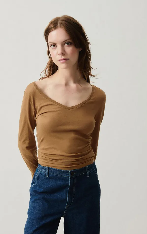TShirt Xoubow Moka Women American Vintage Long Sleeve TShirts