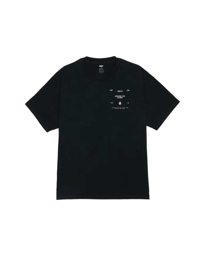 TSHIRTS OBEY Clothing Men AROUND THE GLOBE PIGMENT TSHIRT Pigment True Vintage Black