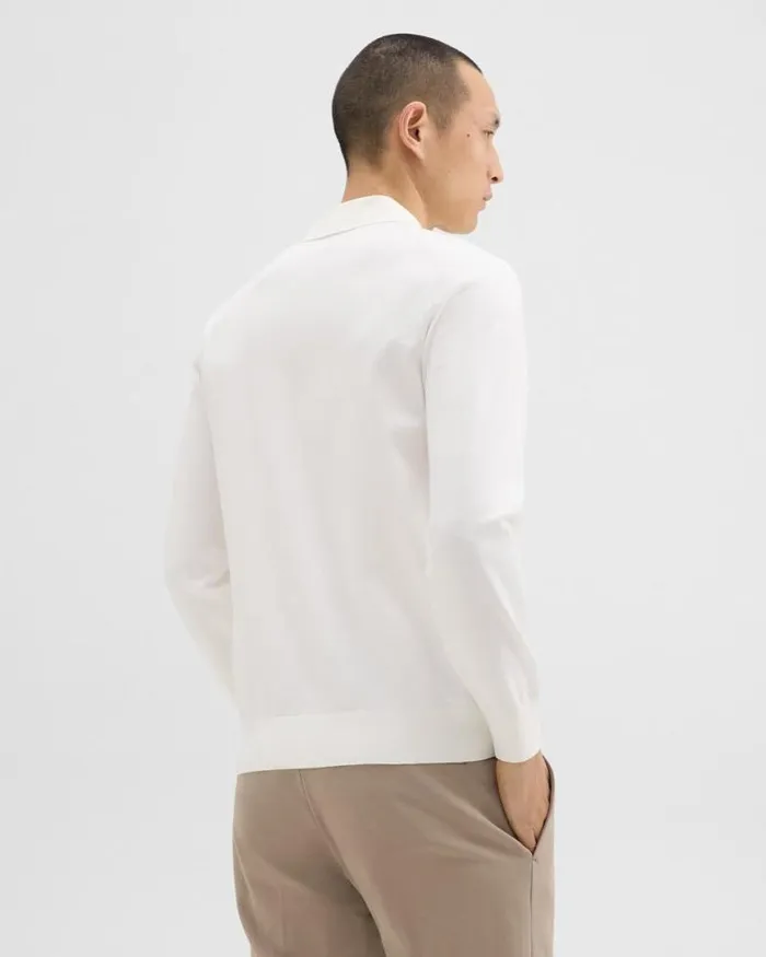 TShirts Polos Men Theory Goris LongSleeve Polo Shirt In Light Bilen White