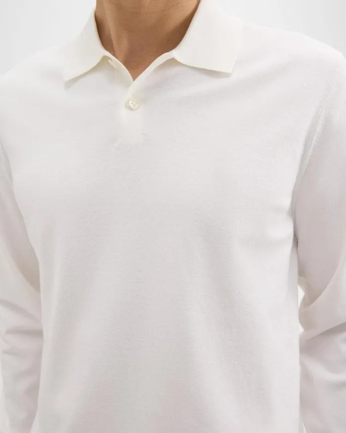 TShirts Polos Men Theory Goris LongSleeve Polo Shirt In Light Bilen White