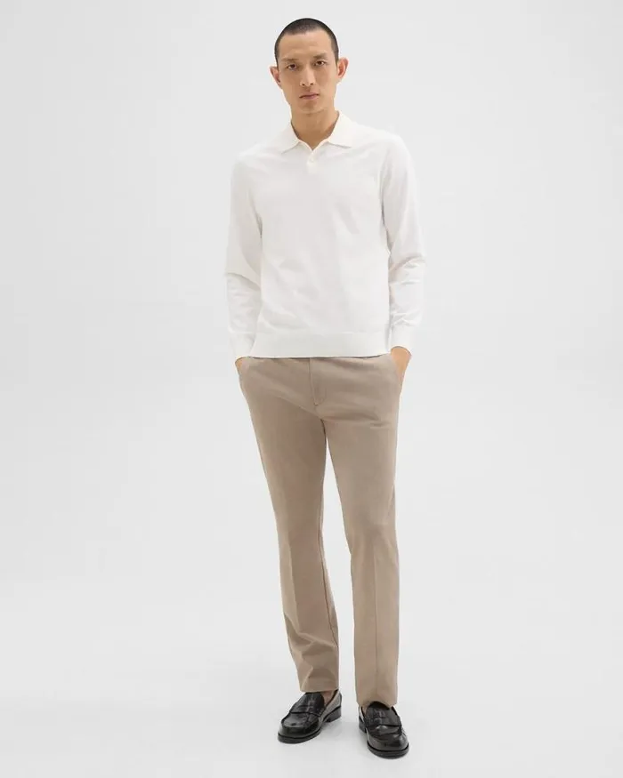 TShirts Polos Men Theory Goris LongSleeve Polo Shirt In Light Bilen White