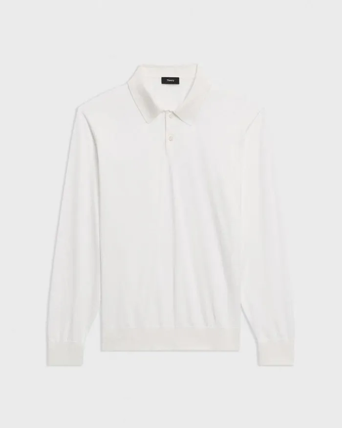 TShirts Polos Men Theory Goris LongSleeve Polo Shirt In Light Bilen White