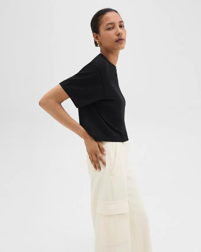 TShirts Tank Tops Women Theory Boxy Tee In Regal Wool Black
