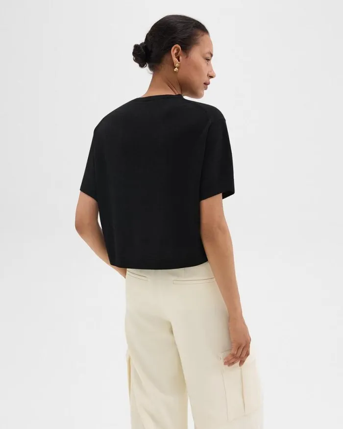 TShirts Tank Tops Women Theory Boxy Tee In Regal Wool Black