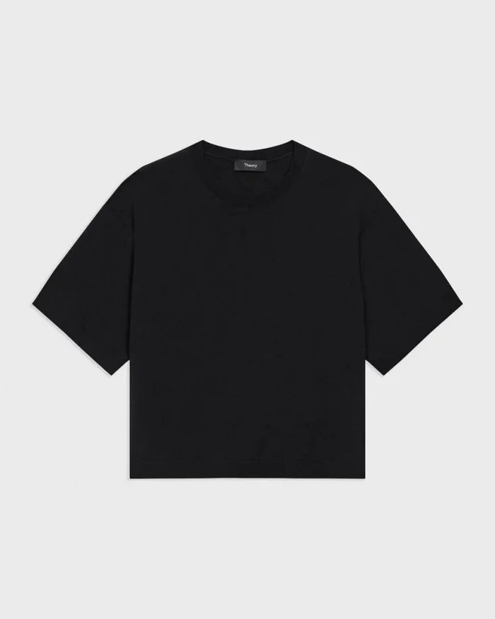 TShirts Tank Tops Women Theory Boxy Tee In Regal Wool Black