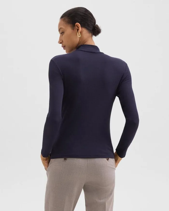 TShirts Tank Tops Women Theory Mock Neck Top In Rib Knit Viscose Deep Navy TShirts Tank Tops Women Theory Mock Neck Top In Rib Knit Viscose Deep Navy