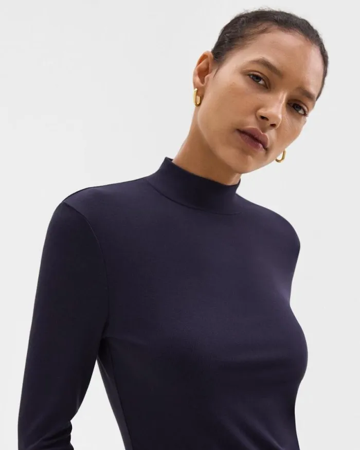 TShirts Tank Tops Women Theory Mock Neck Top In Rib Knit Viscose Deep Navy TShirts Tank Tops Women Theory Mock Neck Top In Rib Knit Viscose Deep Navy