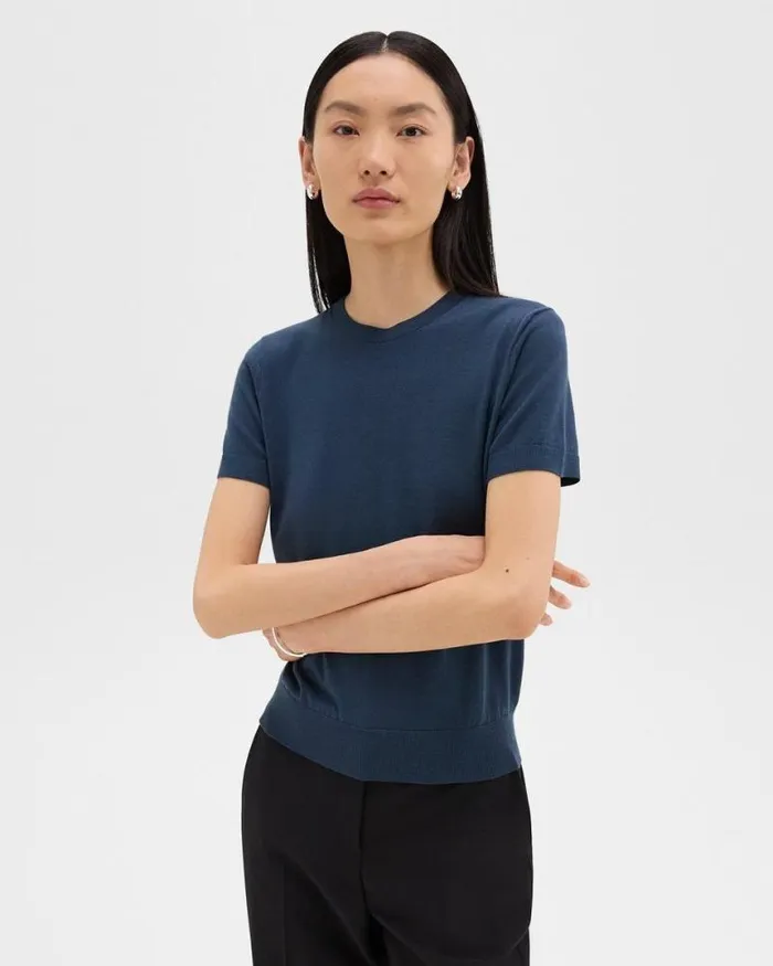 TShirts Tank Tops Women Theory Sweater Tee In Regal Wool Ash Blue
