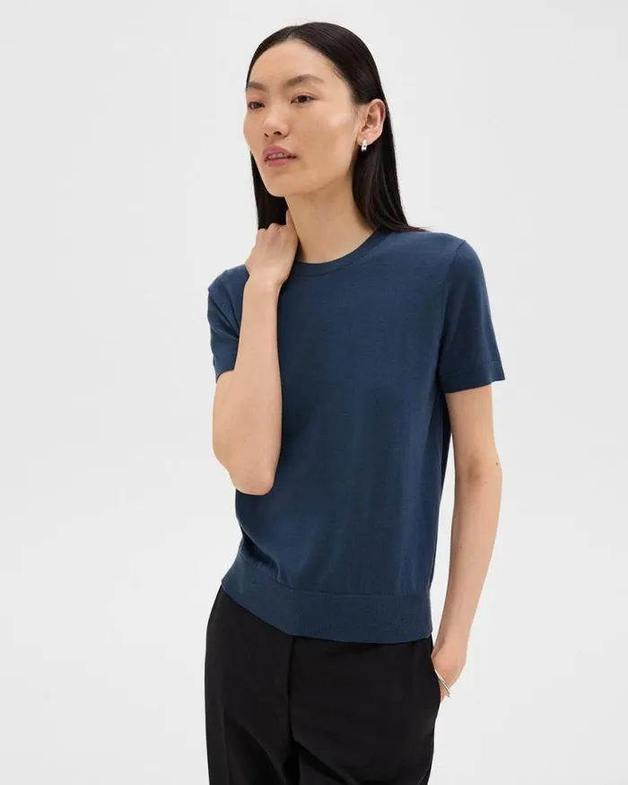 TShirts Tank Tops Women Theory Sweater Tee In Regal Wool Ash Blue