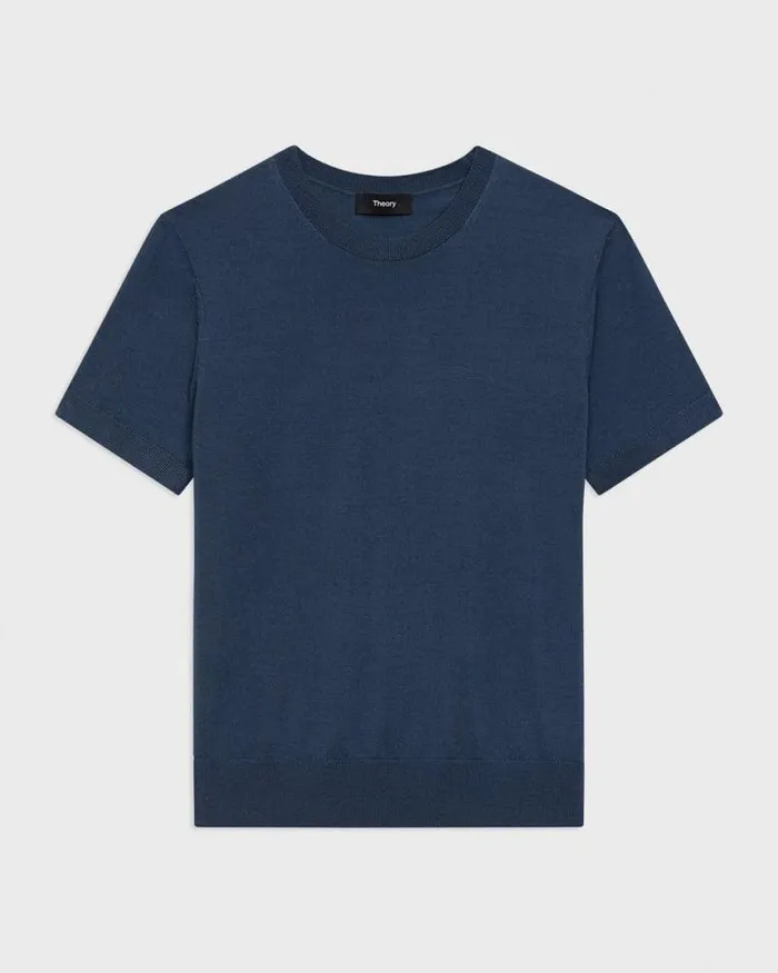 TShirts Tank Tops Women Theory Sweater Tee In Regal Wool Ash Blue