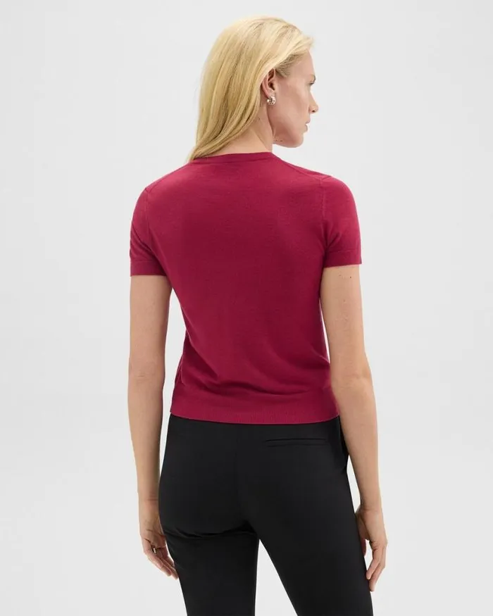 TShirts Tank Tops Women Theory Sweater Tee In Regal Wool Deep Rose