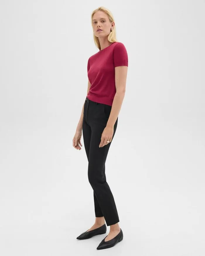 TShirts Tank Tops Women Theory Sweater Tee In Regal Wool Deep Rose
