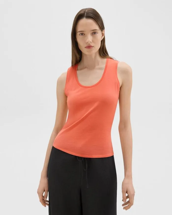 TShirts Tank Tops Women Theory Tiny Tank In Organic Cotton Bright Coral