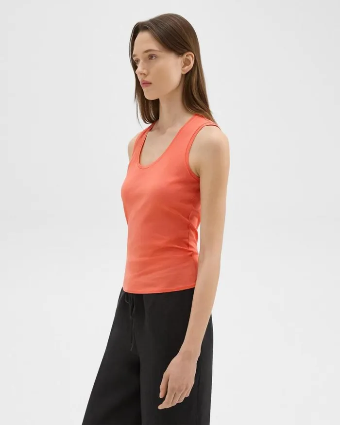 TShirts Tank Tops Women Theory Tiny Tank In Organic Cotton Bright Coral TShirts Tank Tops Women Theory Tiny Tank In Organic Cotton Bright Coral