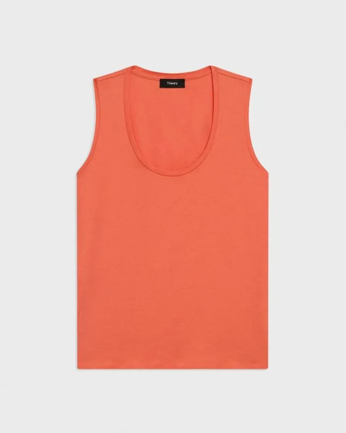 TShirts Tank Tops Women Theory Tiny Tank In Organic Cotton Bright Coral TShirts Tank Tops Women Theory Tiny Tank In Organic Cotton Bright Coral