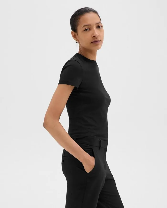TShirts Tank Tops Women Theory Tiny Tee In Organic Cotton Black TShirts Tank Tops Women Theory Tiny Tee In Organic Cotton Black
