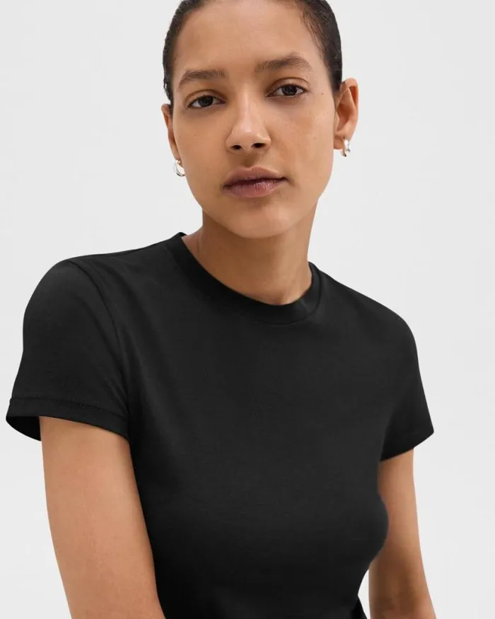 TShirts Tank Tops Women Theory Tiny Tee In Organic Cotton Black TShirts Tank Tops Women Theory Tiny Tee In Organic Cotton Black