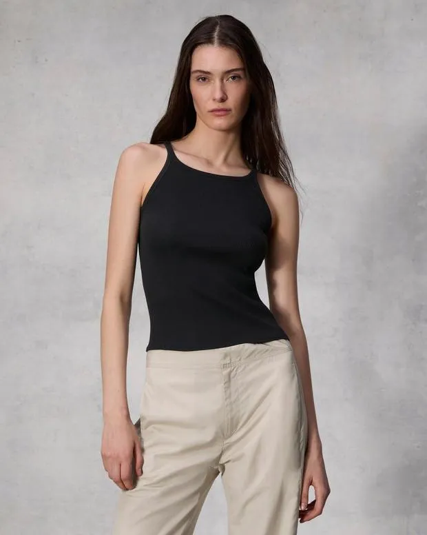 TShirts Women Rag and Bone Essential Rib String Tank Black