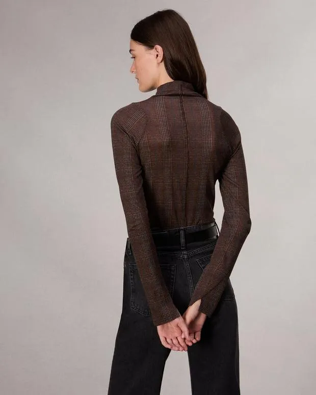 TShirts Women Rag and Bone Shaw Paneled Cotton Turtleneck Brown Multi