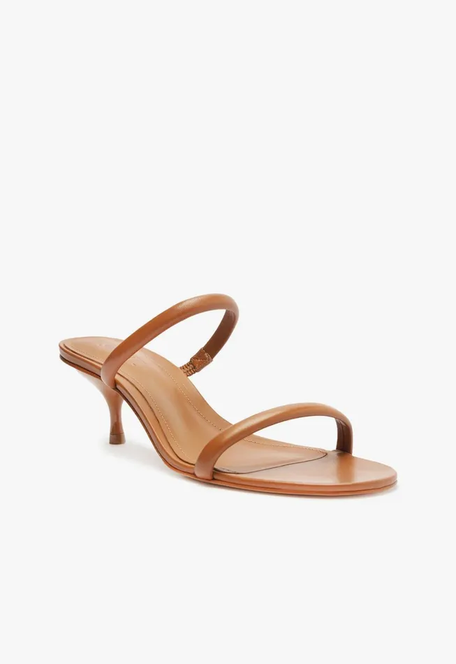 Taliah Mid Nappa Leather Sandal Honey Peach Women Schutz Shoes Mules
