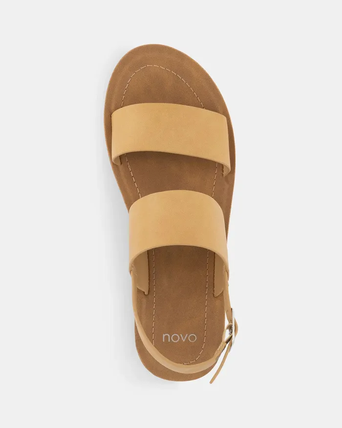 TAMSAN CAMEL Strappy Sandals Women Flat Sandals NOVO Shoes