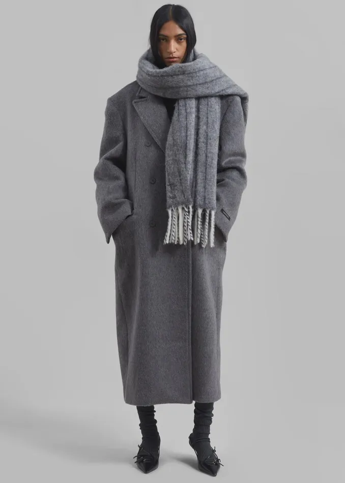 The Frankie Shop Aurelia Wool Scarf 8211 Grey Stripe 8211 Women